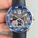 Swiss Grade Cartier Calibre De Diver W710056 Watch SS Blue Bezel